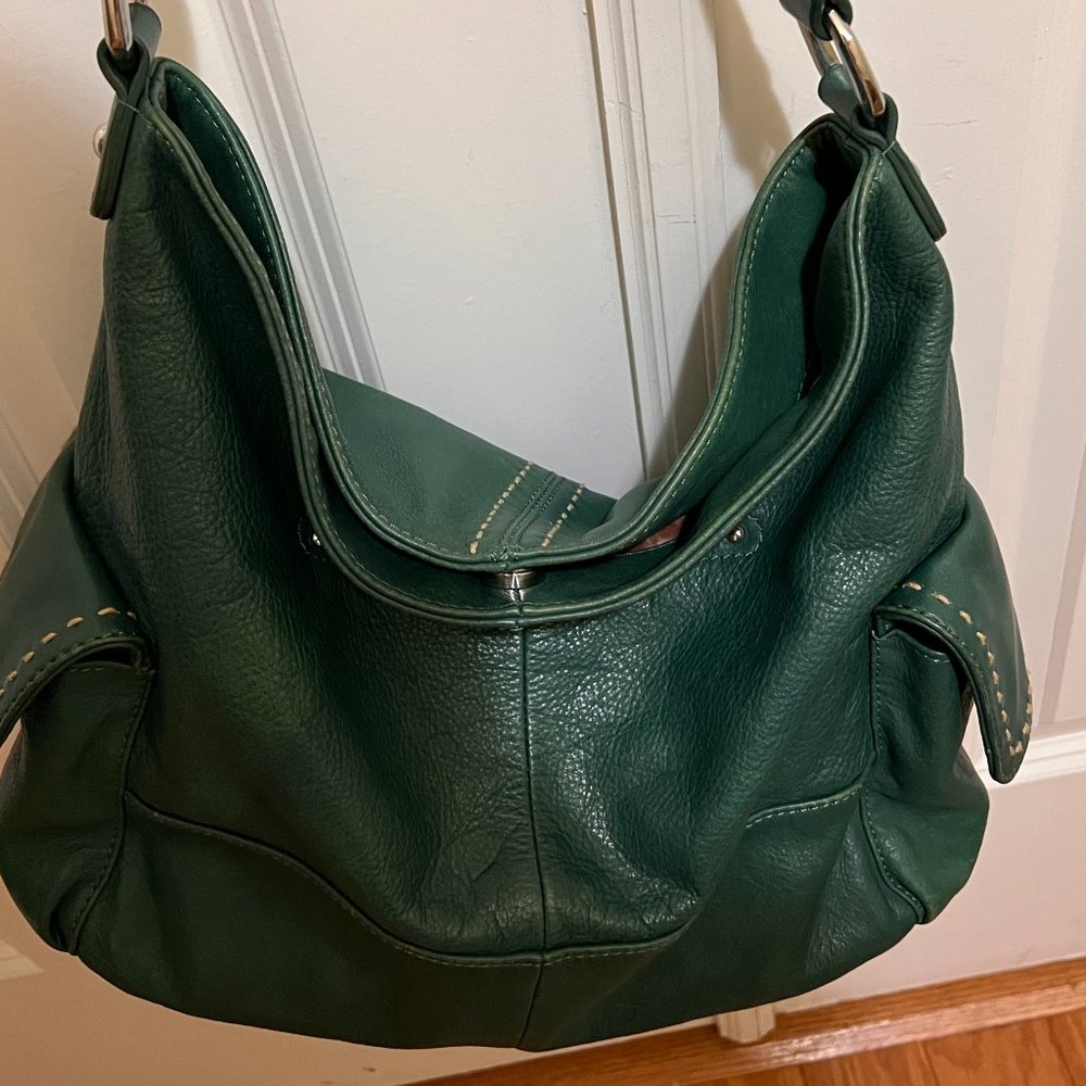 B.Makowsky Green Leather Handbag